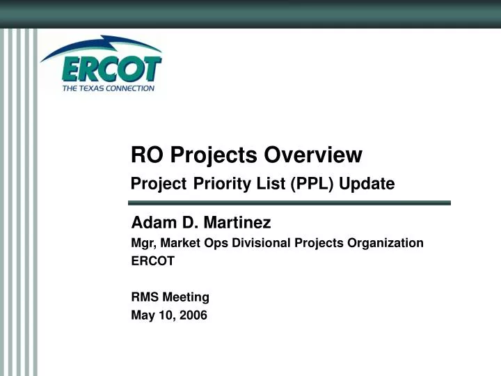 ro projects overview project priority list ppl update