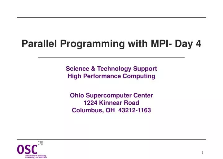 parallel programming with mpi day 4