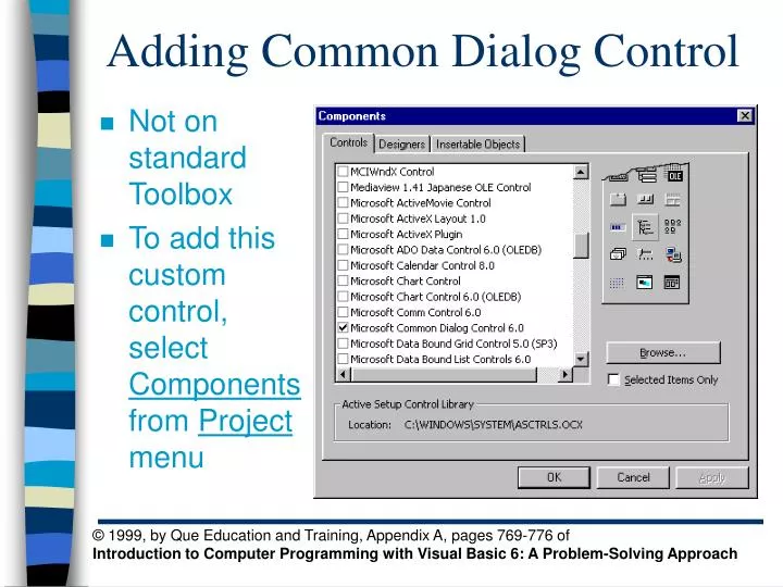 adding common dialog control
