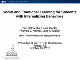 Social and Emotional Learning for Students with Internalizing Behaviors