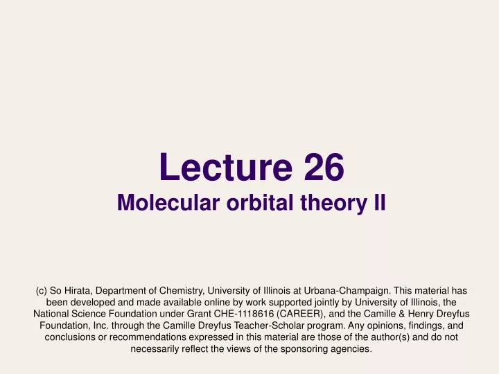 lecture 26 molecular orbital theory ii
