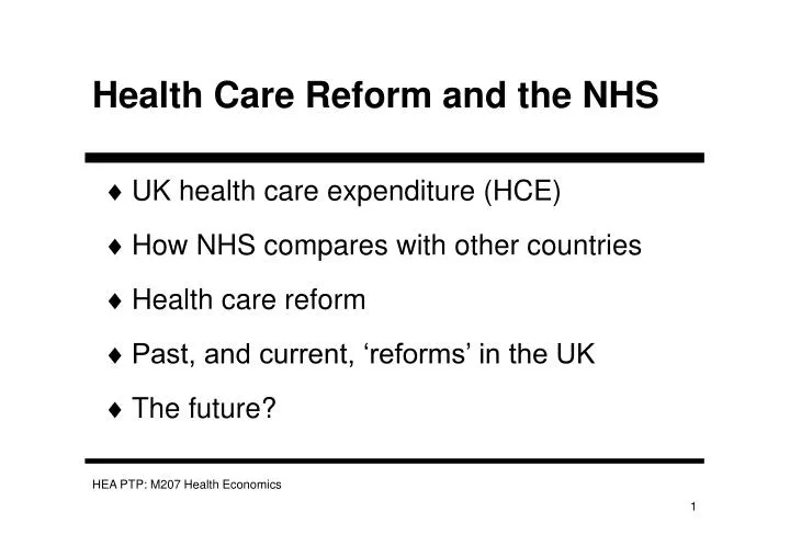 health care reform and the nhs