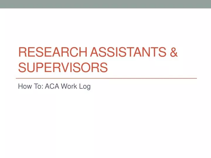 research assistants supervisors