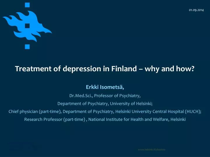 treatment of depression in finland why and how