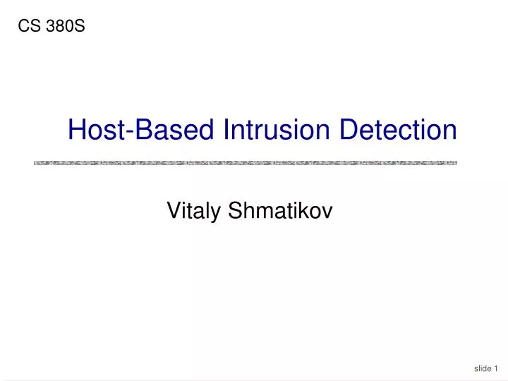 host based intrusion detection