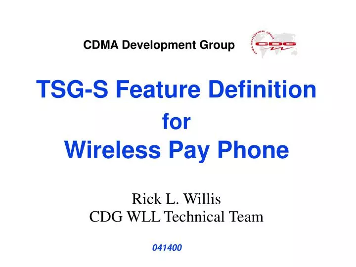 tsg s feature definition for wireless pay phone