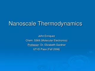Nanoscale Thermodynamics