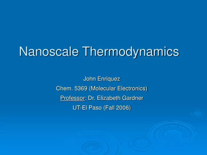 nanoscale thermodynamics