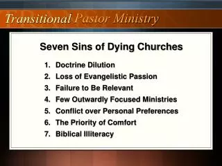 Seven Sins of Dying Churches