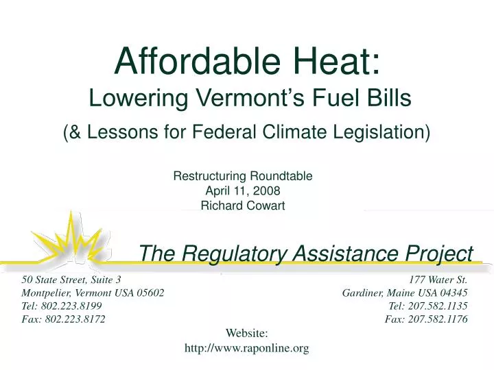 affordable heat lowering vermont s fuel bills lessons for federal climate legislation