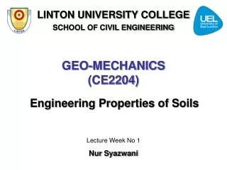 GEO-MECHANICS (CE2204)