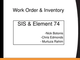 Work Order &amp; Inventory