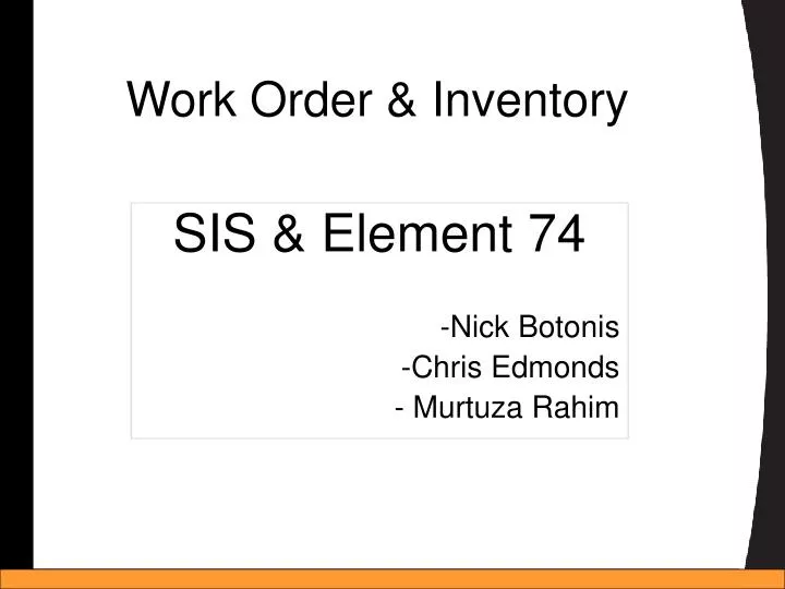 work order inventory