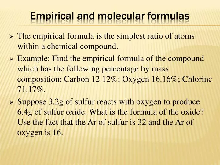 empirical and molecular formulas