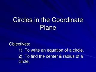 circles in the coordinate plane