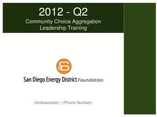 2012 - Q2 Community Choice Aggregation Leadership Training