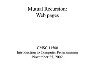 Mutual Recursion: Web pages