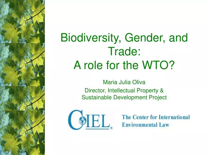 biodiversity gender and trade a role for the wto