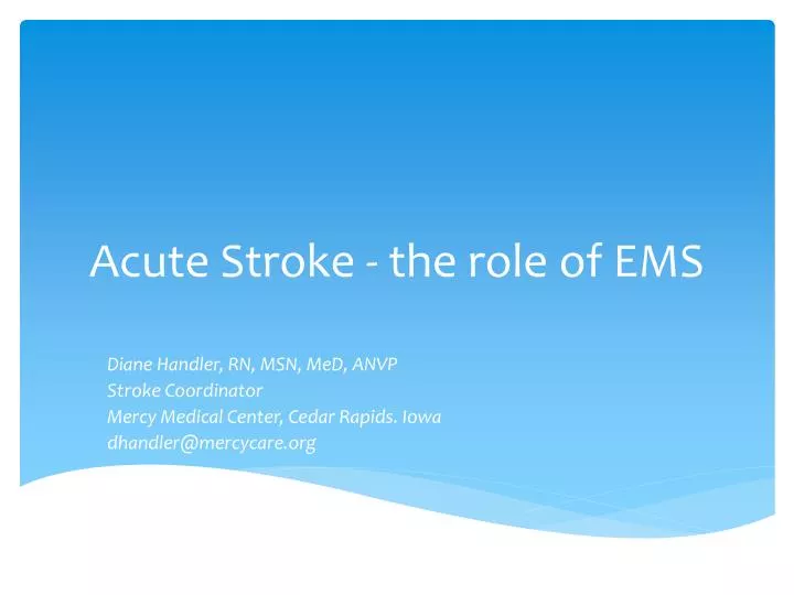 acute stroke the role of ems