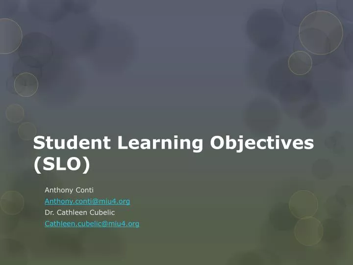 student learning objectives slo