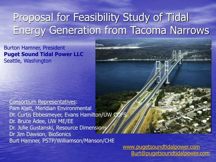 proposal for feasibility study of tidal energy generation from tacoma narrows