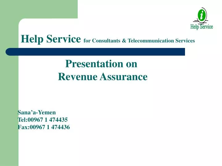 presentation on revenue assurance sana a yemen tel 00967 1 474435 fax 00967 1 474436