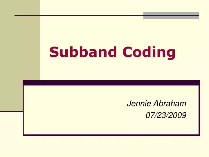 subband coding
