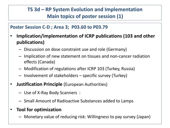 ts 3d rp system evolution and implementation main topics of poster session 1