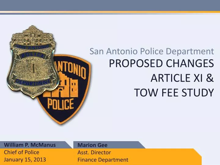 proposed changes article xi tow fee study