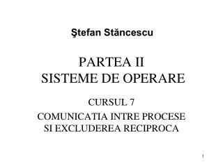partea ii sisteme de operare