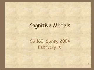 Cognitive Models