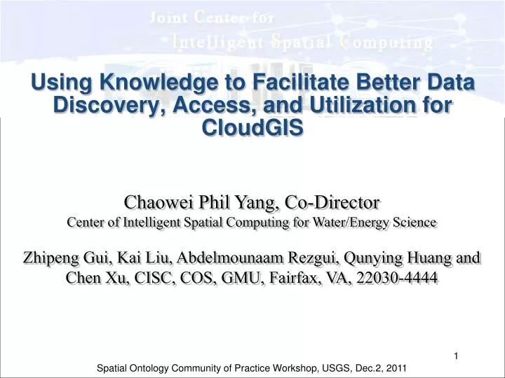 using knowledge to facilitate better data discovery access and utilization for cloudgis