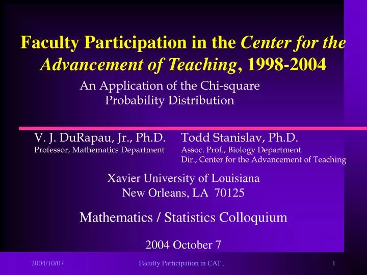 faculty participation in the center for the advancement of teaching 1998 2004