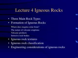 Lecture 4 Igneous Rocks