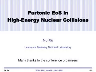 Partonic EoS in High-Energy Nuclear Collisions