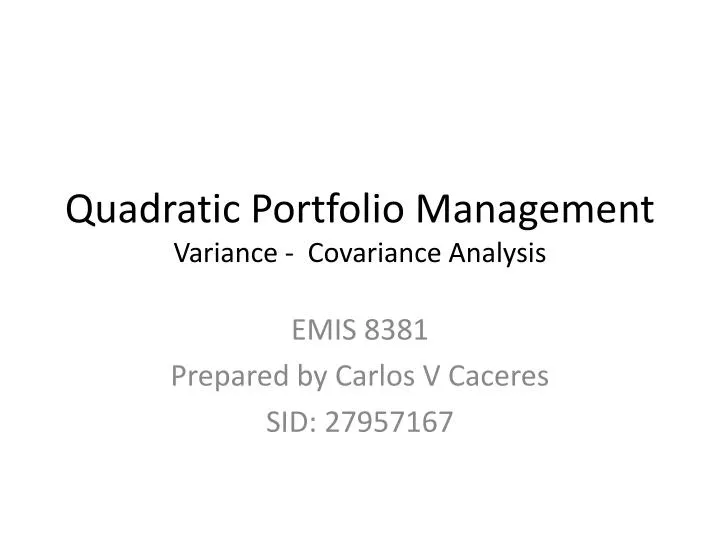 quadratic portfolio management variance covariance analysis
