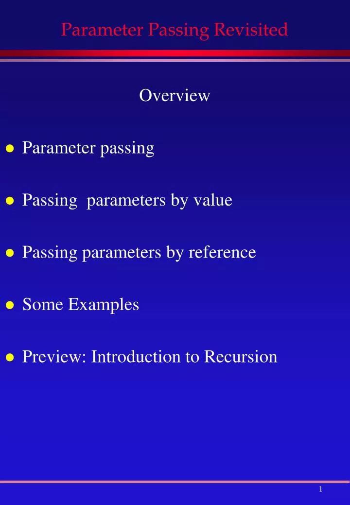 parameter passing revisited
