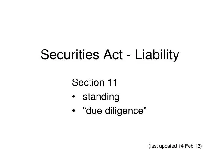 securities act liability