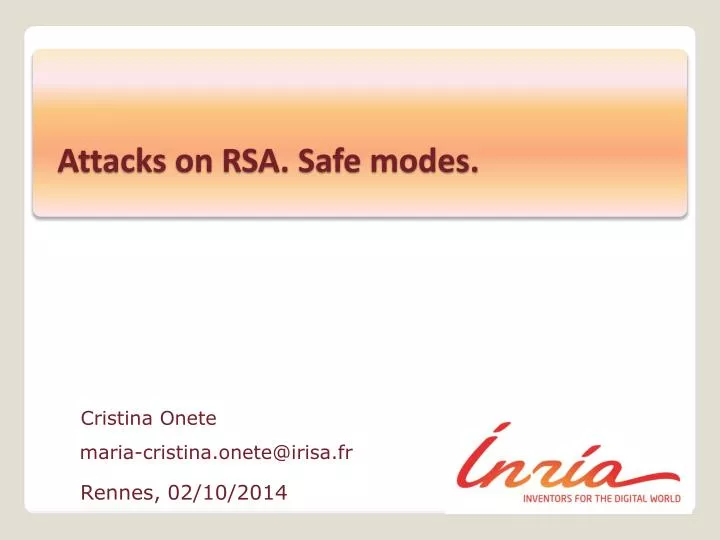 attacks on rsa safe modes