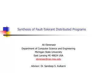 Synthesis of Fault-Tolerant Distributed Programs