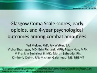 Glasgow Coma Scale scores, early opioids, and 4-year psychological outcomes among combat amputees
