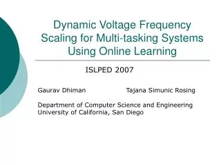 Dynamic Voltage Frequency Scaling for Multi-tasking Systems Using Online Learning