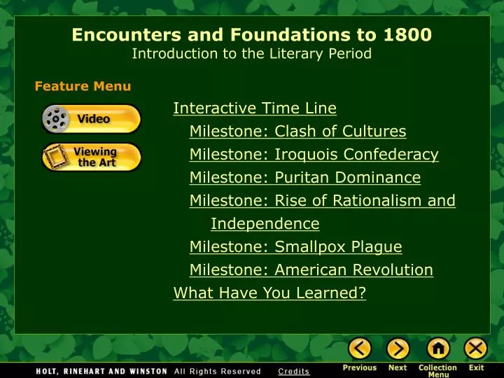 encounters and foundations to 1800 introduction to the literary period