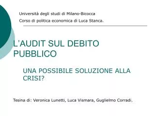 l audit sul debito pubblico