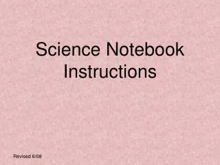Science Notebook Instructions