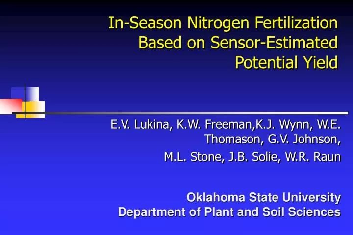 in season nitrogen fertilization based on sensor estimated potential yield