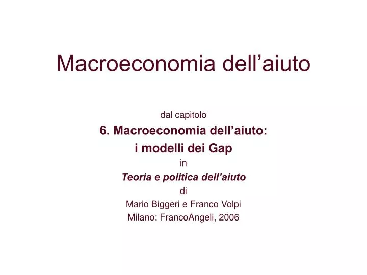 macroeconomia dell aiuto