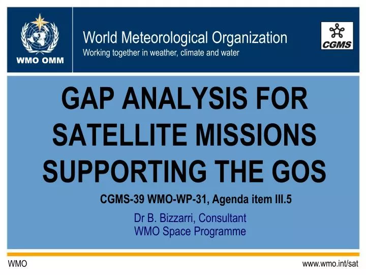 gap analysis for satellite missions supporting the gos