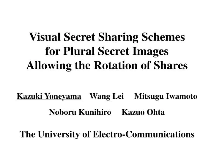 visual secret sharing schemes for plural secret images allowing the rotation of shares