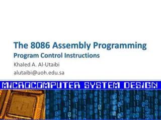 The 8086 Assembly Programming Program Control Instructions